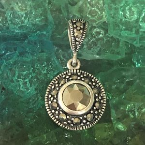 925 Sterling Silver Marcasite Round Pendent